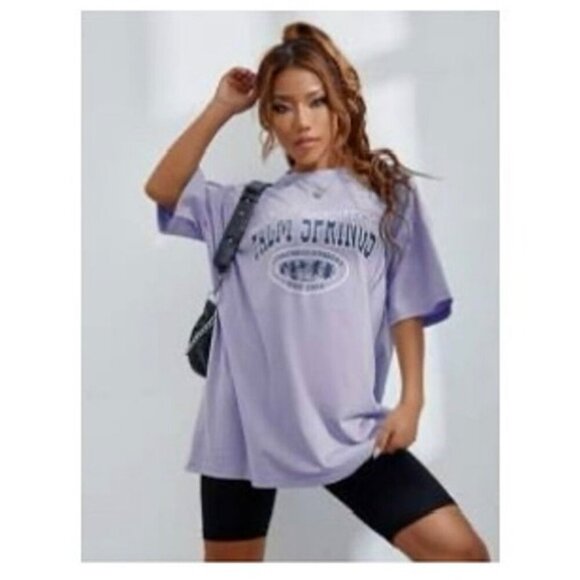 SHEIN Palm Springs Graphic Tee Purple Short Sleeve Coachella Valley Size Small - Picture 1 of 6